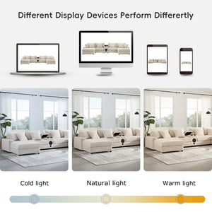 English Elm 141.5*64'' Corduroy Sofa Modular U-Sectional with Bluetooth Speakers, Console, USB Charging, Storage, Ottoman, 6-Seater Comfort N723S0756A