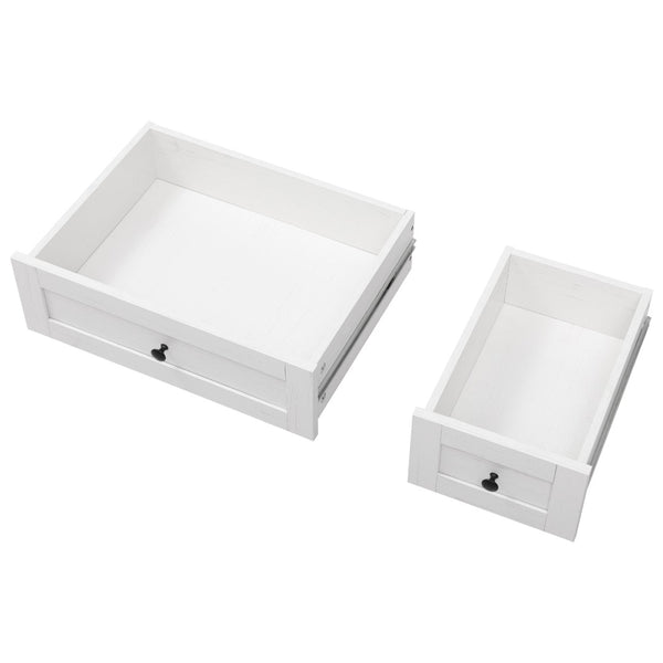 English Elm K&k Farmhouse Rolling Kitchen Island with Drop Leaf Tempered Glass Drawers and Power Outlet White N707S263637W