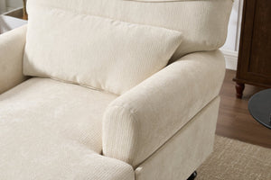 English Elm Modern Chaise Lounge with Plush High-Resilience Cushion and Solid Wood Frame for Durable Comfort White W2120P296384