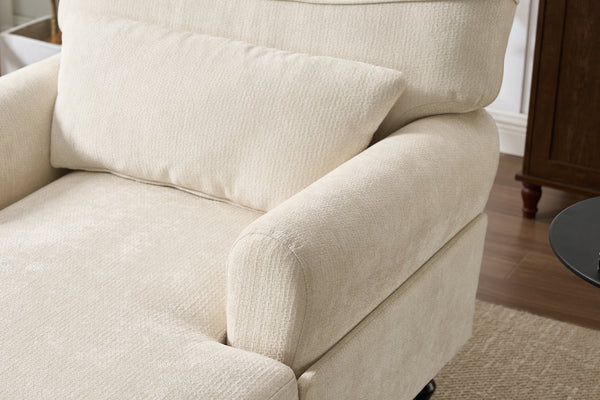 English Elm Modern Chaise Lounge with Plush High-Resilience Cushion and Solid Wood Frame for Durable Comfort White W2120P296384