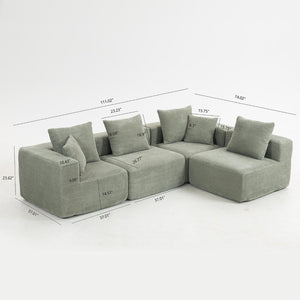 English Elm Modular Low Profile Sectional Sofa Plush Chenille Upholstery for Cozy Living Rooms W3326S00033
