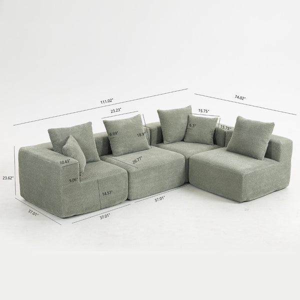 English Elm Modular Low Profile Sectional Sofa Plush Chenille Upholstery for Cozy Living Rooms W3326S00033