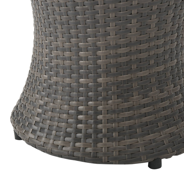 English Elm Christopher Knight Home® - KONO PE Rattan Hourglass Side Table 20" Compact No-Assembly Indoor Outdoor Accent Table Grey 53144.00GRY
