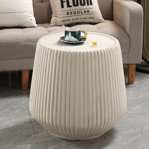 English Elm Off-white Magnesium Oxide Fluted Accent Table Sculptural Matte Finish Indoor Outdoor W5351P456829