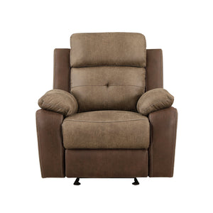 English Elm Plush Brown Microfiber Glider Recliner Chair - Solid Wood Frame, Tufted Arms, Contoured Comfort B011P228560