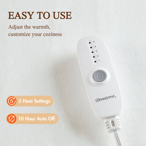 English Elm 1-Piece Twin Xl Heated Mattress Pad - Soft Polyester, 5-Setting Controller & Deep 15" Skirt Fit B035P408311