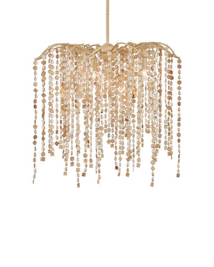 Currey & Company Kealia Large Chandelier - Stunning Biophilic Design With Hand-beaded Shells And Adjustable Height Natural Coco Shells ,Shells ,Wrought Iron 9000-1301-currey-company