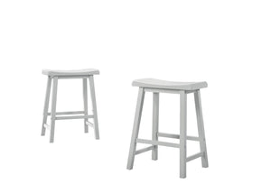 English Elm Set of 2 Alfonso Backless Counter Stools Ergonomic Seat Solid Wood Flared Legs B2749P413319