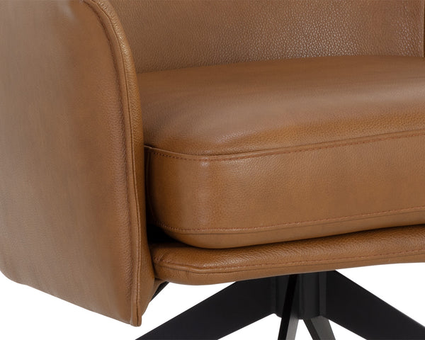 Sunpan Crosby Swivel Lounge Chair - Luxurious Italian Leather, Stylish Black Steel Legs, Modern Comfort Design Missouri Cognac Leather
