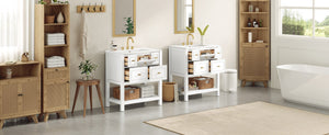 English Elm 60'' Elegant Bathroom Vanity Set With Ceramic Sink, Solid Wood Frame, Ample Storage & Modern Design N710SS00004K