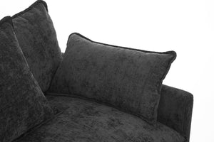 English Elm 39.4" Chenille Club Chair with Ottoman Solid Wood Frame for Living Room or Bedroom Black W3244P392667