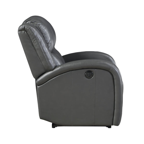 English Elm Modern Power Reclining Chair In Gray Faux Leather - Plush Comfort, Solid Wood Frame, Ergonomic Design B011P256236