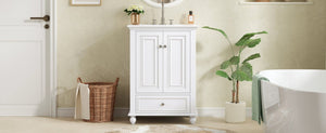 English Elm 24'' French Style Bathroom Vanity with Ceramic Sink Soft Close Cabinet and Drawer White N710P411227K