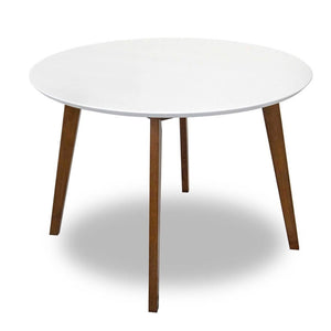 English Elm Alina Round Solid Wood Pedestal Dining Table White Top Dark Walnut Base Seats Four B183P231919