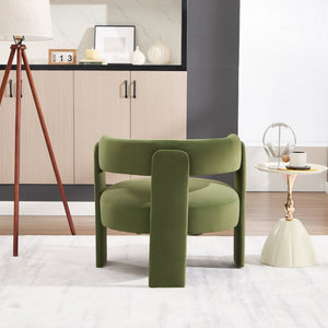 English Elm Accent Chair Velvet Upholstered Mid Century Modern Seat with Tapered Wood Legs for Any Room Green W3244P417183