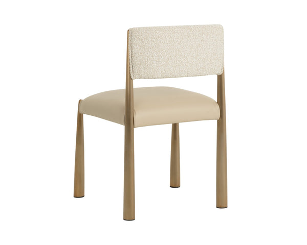 Sunpan BAYARD Dining Chair - Elegant Antique Brass Legs with Textured Santa Cruz Oatmeal & Napa Beige Upholstery 112804