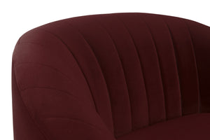Sunpan Astrid Armchair - Luxurious Velvet Tufted Design with Antique Brass Frame for Elegant Living Spaces Merlot