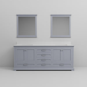 English Elm Dark Grey Double Bath Vanity 80 in. W x 22 in. D with Cultured Marble Top, Soft-Close Storage, Mirrors B2731S00868