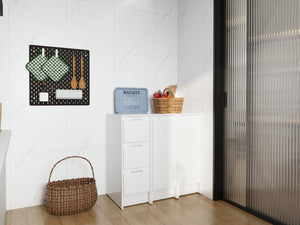 English Elm 36" Modular Plywood Storage Cabinet Glossy White Soft Close Doors for Bathroom or Bedroom W999S00521