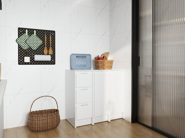 English Elm 36" Modular Plywood Storage Cabinet Glossy White Soft Close Doors for Bathroom or Bedroom W999S00521