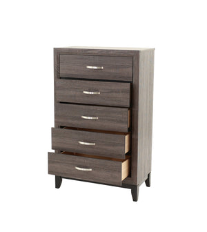 English Elm Bedroom Rustic Grey Oak Tall Chest 5-Drawer Solidwood Style Pine Storage Cabinet 31x16x50" B011P250826