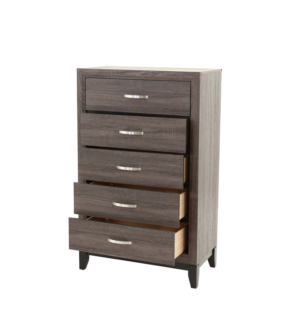 English Elm Bedroom Rustic Grey Oak Tall Chest 5-Drawer Solidwood Style Pine Storage Cabinet 31x16x50" B011P250826