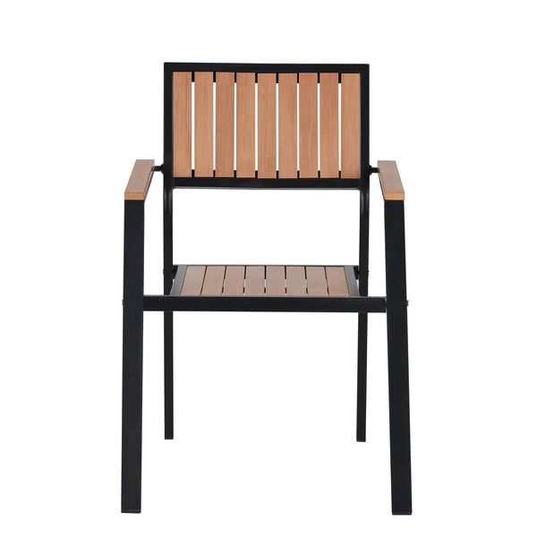 English Elm U_Style Outdoor Extendable Dining Set with 6 Sturdy Chairs, Heavy-Duty 352 lb Table Capacity, Stylish Black,Natural WY000443AAB