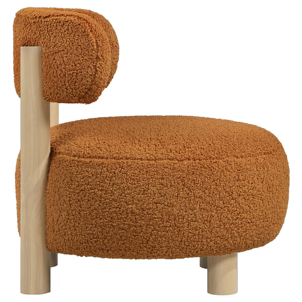 English Elm Modern Boucle Upholstered Barrel Accent Chair with Plush Round Seat, Slim Back & Natural Wood Legs Orange 30.51 L x 30.51 W x 30.1 H B011P308570