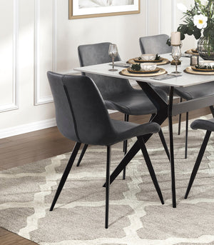 English Elm Modern Brixley Dining Chairs Set of 2 Gray Faux Leather Seats with Black Metal Legs, 18" Seat Height, Sleek Modern Style B011P238922
