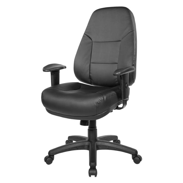 OSP Home Furnishings Deluxe Ergonomic Pu Leather Office Chair with Lumbar Support and Multi Tilt Control EC4350-R107