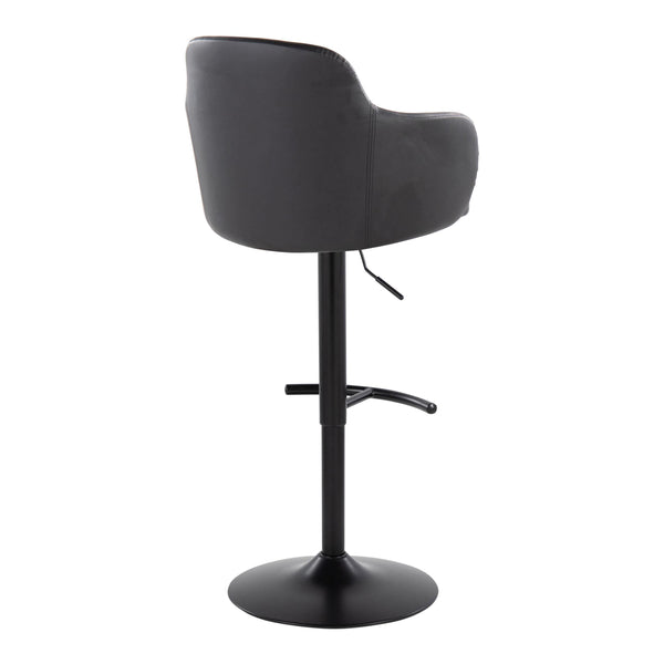 English Elm Boyne Adjustable Barstool Set Of 2 - Modern Swivel Design In Black Faux Leather & Sturdy Metal Base B202S00744