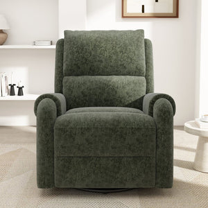 English Elm Manual Recliner Swivel Rocker Massage Chair Chenille Nursery and Living Room Seat Green N763P347287F