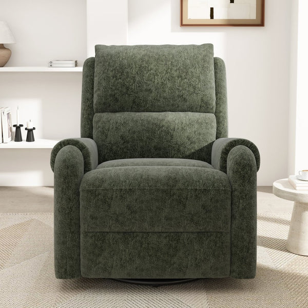 English Elm Manual Recliner Swivel Rocker Massage Chair Chenille Nursery and Living Room Seat Green N763P347287F