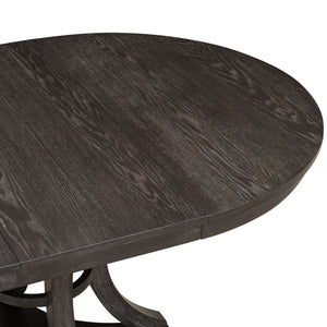 English Elm TREXM Retro 5-Piece Extendable Round-to-Oval Dining Set with Upholstered Chairs and Distressed Finish Espresso ST000144AAP