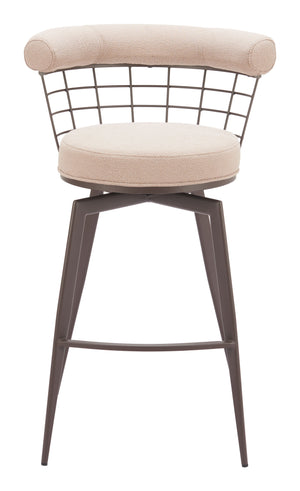 Zuo Modern Saku Swivel Barstool In Beige & Brown - Modern Design With Durable Fabric For Home Or Hospitality Use Beige 100% Polyester,Steel 110821-zuo-modern