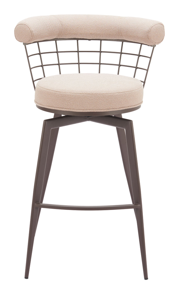 Zuo Modern Saku Swivel Barstool In Beige & Brown - Modern Design With Durable Fabric For Home Or Hospitality Use Beige 100% Polyester,Steel 110821-zuo-modern