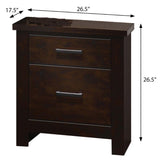 English Elm Mahogany 2-Drawer Nightstand