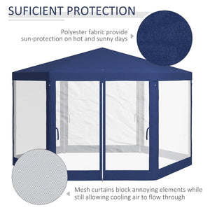 English Elm Outsunny Hexagon Party Canopy with Mesh Sidewalls Uv Roof Steel Frame Outdoor W2225P174174