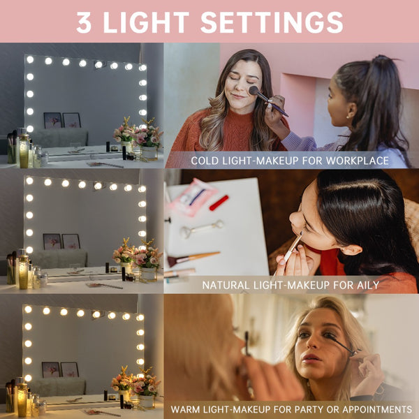 English Elm Vanity Mirror With 18 Led Lights, 3 Color Modes & Usb Charging – Perfect For Makeup & Grooming! W3660P373021-GIGA