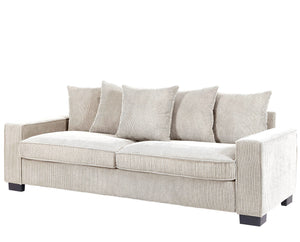 English Elm Luxe Corduroy Sofa with 5 Toss Pillows, Deep-Seat 3-Seater Couch, Sleek Modern Design, 88" Wide Ivory B2735P256728