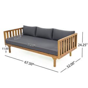English Elm Christopher Knight Home® - Patio Claremont 3-Seater Daybed Set With Acacia Wood Coffee Table - Stylish, Durable Comfort For Outdoors N770P234486T_N770P205537A