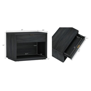 English Elm Evelyn 32" Charcoal Gray Nightstand With Modern Design, 1-Drawer & Open Shelf For Easy Storage B365P398529