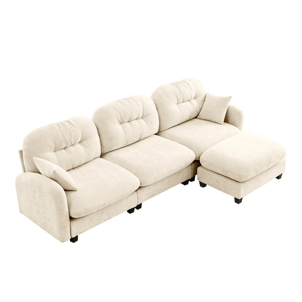 English Elm Modular L-Shaped Sectional Couch With Ottoman - Premium Chenille, Ergonomic Comfort, Easy Setup W714S01368