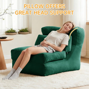 English Elm Cloud Corduroy Sleeper Chair Foldable High Density Foam Seat for Small Space Living Green W1765P448642