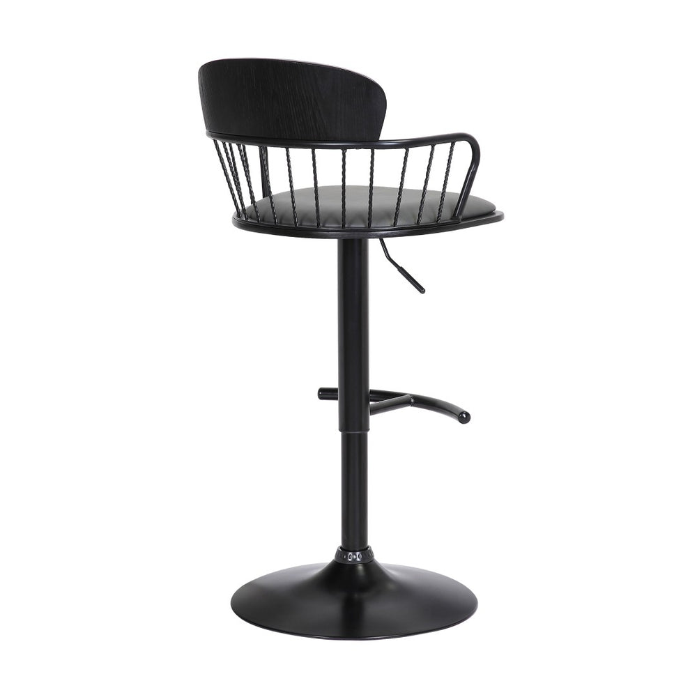 English Elm Nash Swivel Adjustable Barstool Gray Faux Leather Seat Industrial Modern Kitchen B2736P464841