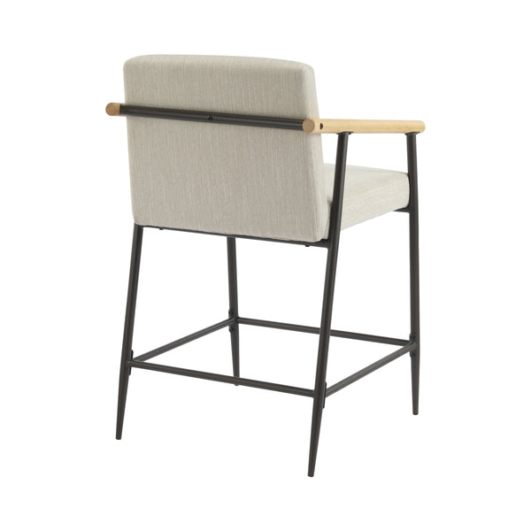 English Elm Christopher Knight Home® - Counter Stool Mid-Century Modern Set of 2 with Metal Frame, Soft Cushions & Solid Wood Armrests Beige,Espresso N771P247153M