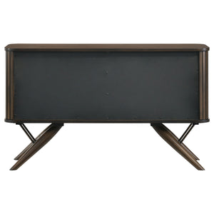 English Elm Wes Dark Walnut 2-Door Sideboard Buffet Storage Cabinet with Removable Shelves, Tapered Legs, Timeless Grain Finish B062P344986
