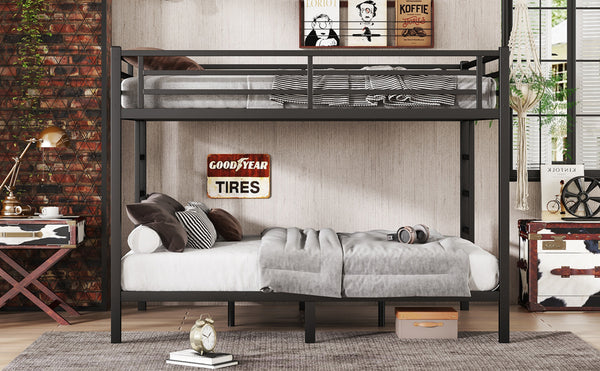 English Elm Metal Queen-Over-Queen Bunk Bed For Teens & Adults - Sturdy, Space-Saving, Noise-Reducing Design W1580S00340
