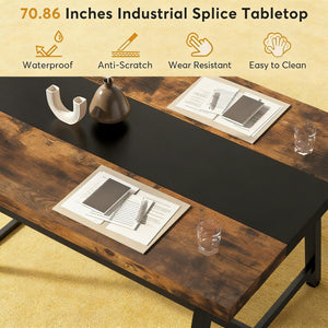 English Elm Industrial Steel Frame Conference Table Seats 8 with Color Block Surface for Offices T3971P446766