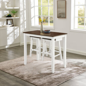 English Elm Bar 3-Piece Bistro Set with 2 Stools and 42" Rustic Brown MDF Table — Compact Industrial Charm W487P331241